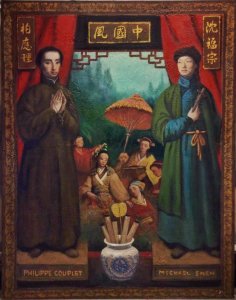 Michael Shen Fu-Tsung 沈福宗 The first  Chinese to visit europe, ( with Jesuit Philippe Couplet). 197x150cm Acrylic on canvas  2019.