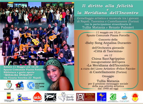 “Il diritto alla felicità e la Meridiana dell’incontro” - Gemellaggio artistico e musicale tra Castellamonte, Napoli e Taormina