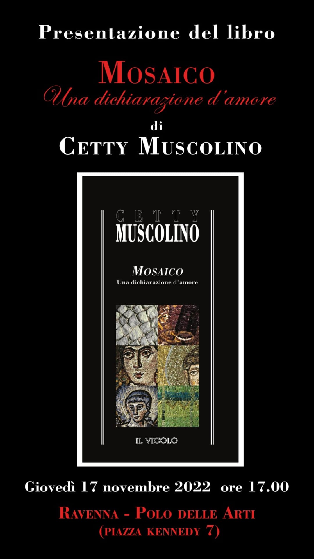 Presentazione del libro CETTY MUSCOLINO Mosaico - Una dichiarazione d’amore