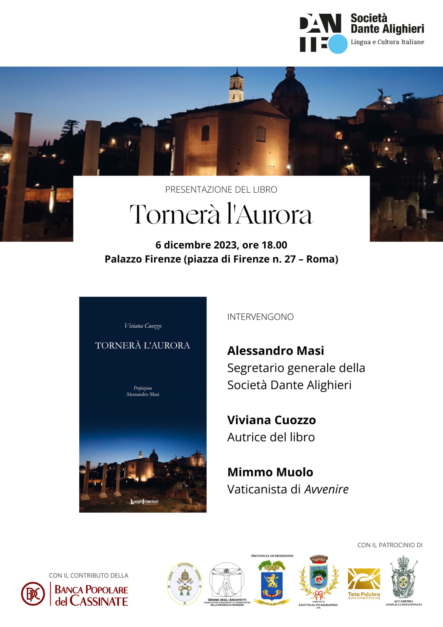 “Tornerà l’Aurora”, presentazione del volume di poesie dí Viviana Cuozzo