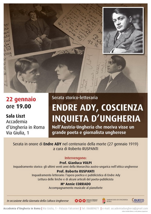 All’Accademia d’Ungheria di Roma la serata in onore di Endre Ady