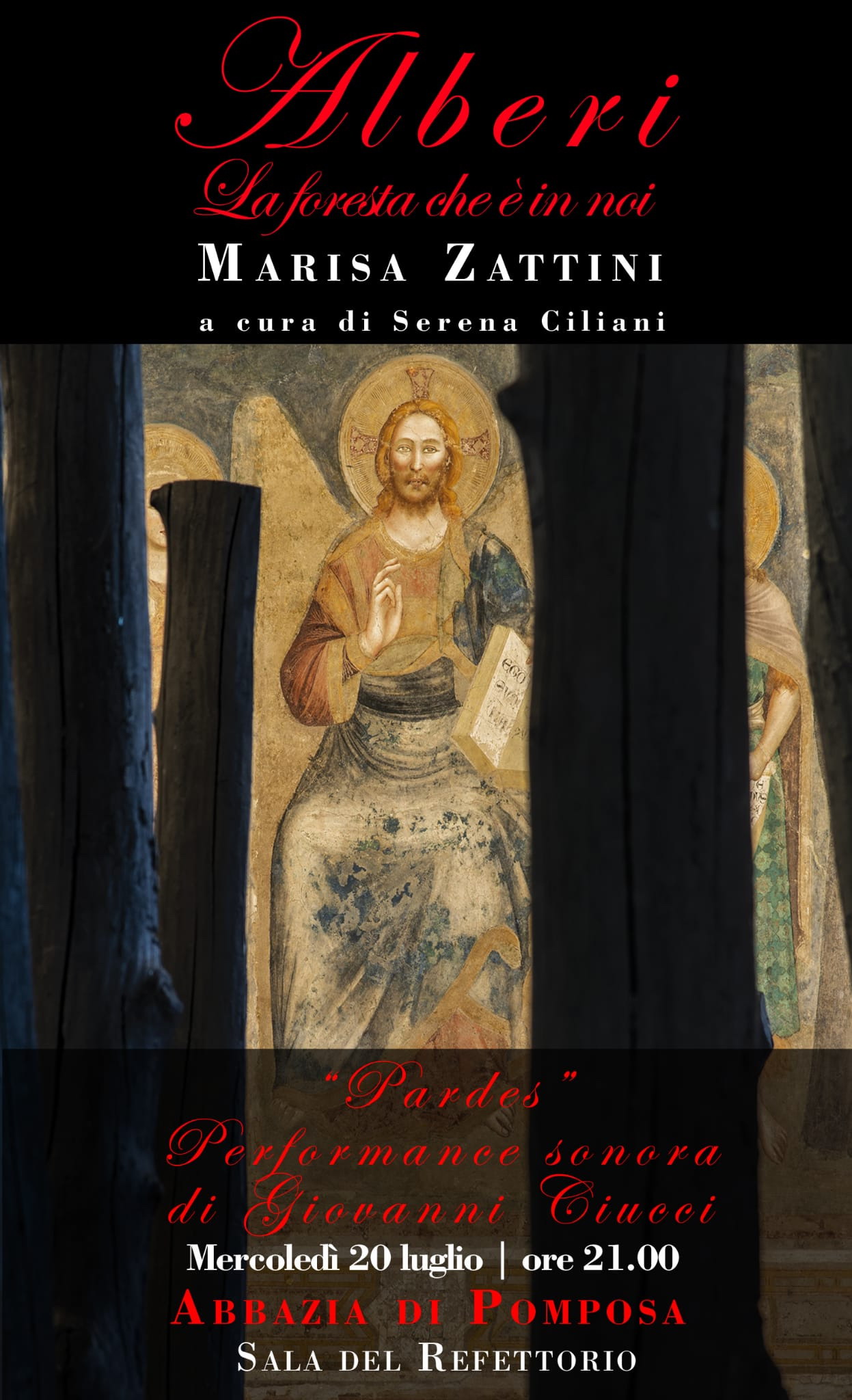Performance sonora  di Giovanni Ciucci "Pardes" dedicata alla mostra  Alberi - La foresta che è in noi di Marisa Zattini